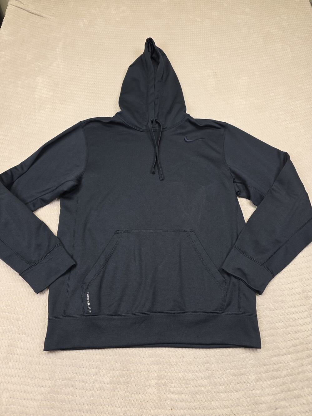 Nike Sweatshirt Mens Small Blue Therma Fit Hooded Pullover